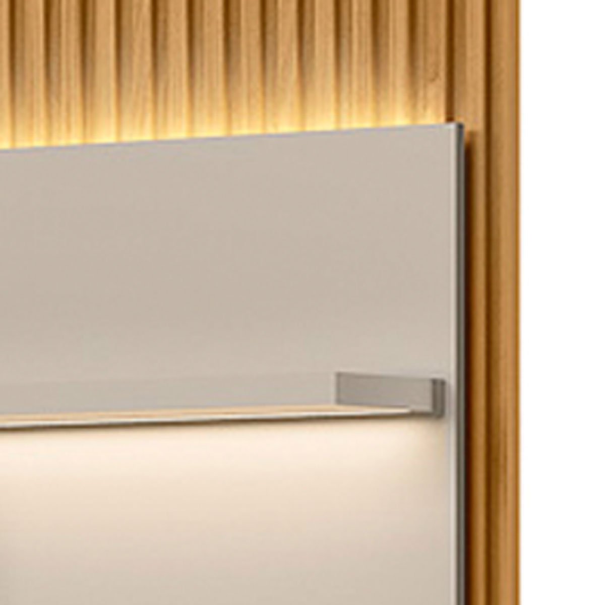 Módulo Lateral Ripado com LED 1 Porta 3 Prateleiras Paulina Tauari/Off White Fosco