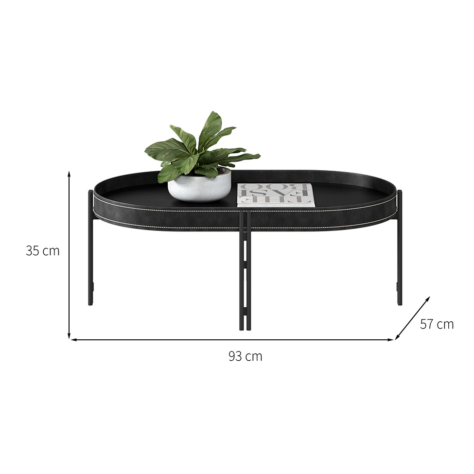 Mesa de Centro Oval Monaco Preta