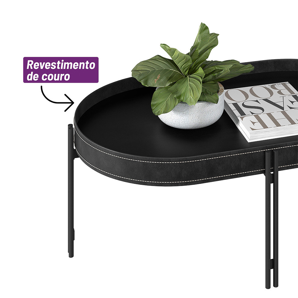 Mesa de Centro Oval Monaco Preta