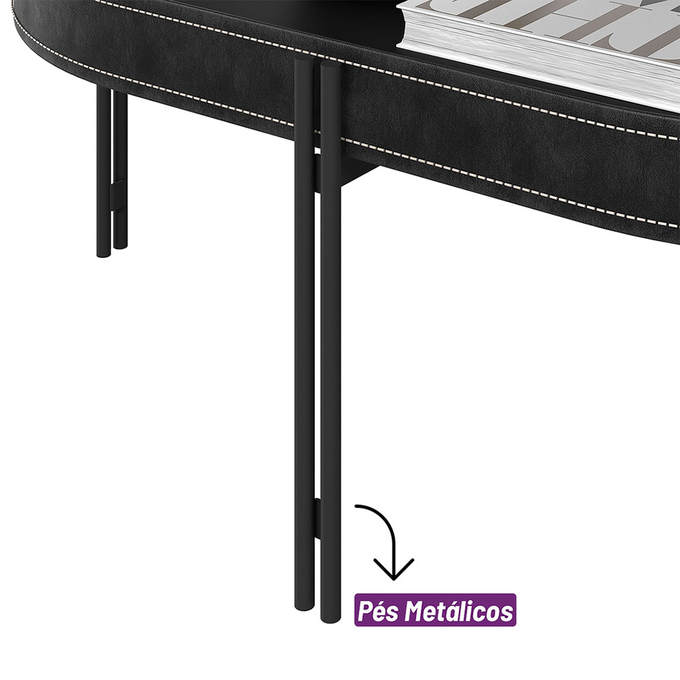Mesa de Centro Oval Monaco Preta
