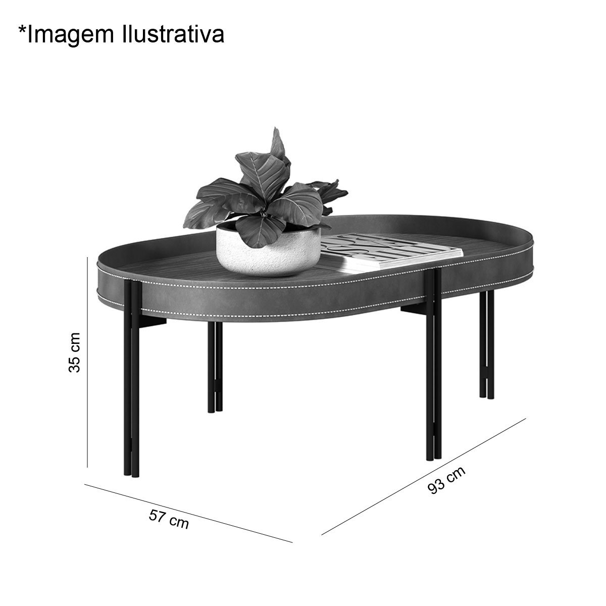 Mesa de Centro com Tampo Arredondado Mônica Nature