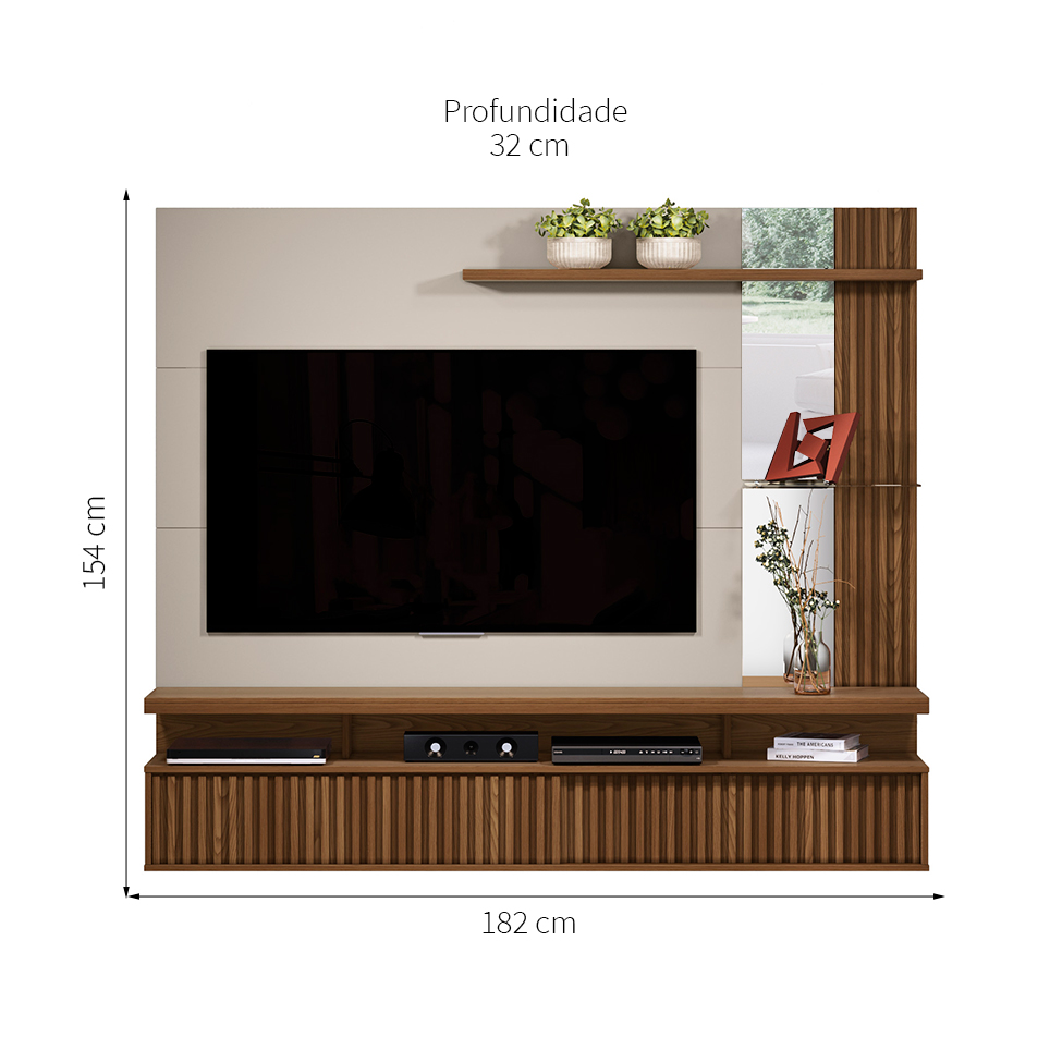 Painel para TV até 60 Polegadas Maragogi Freijó e Off White