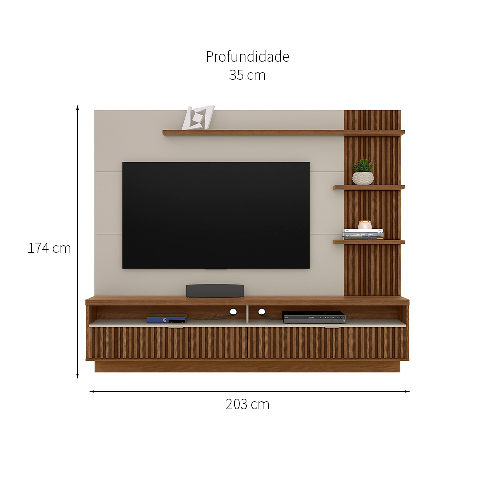 Painel para TV até 65 Polegadas Araruna Freijó e Off White