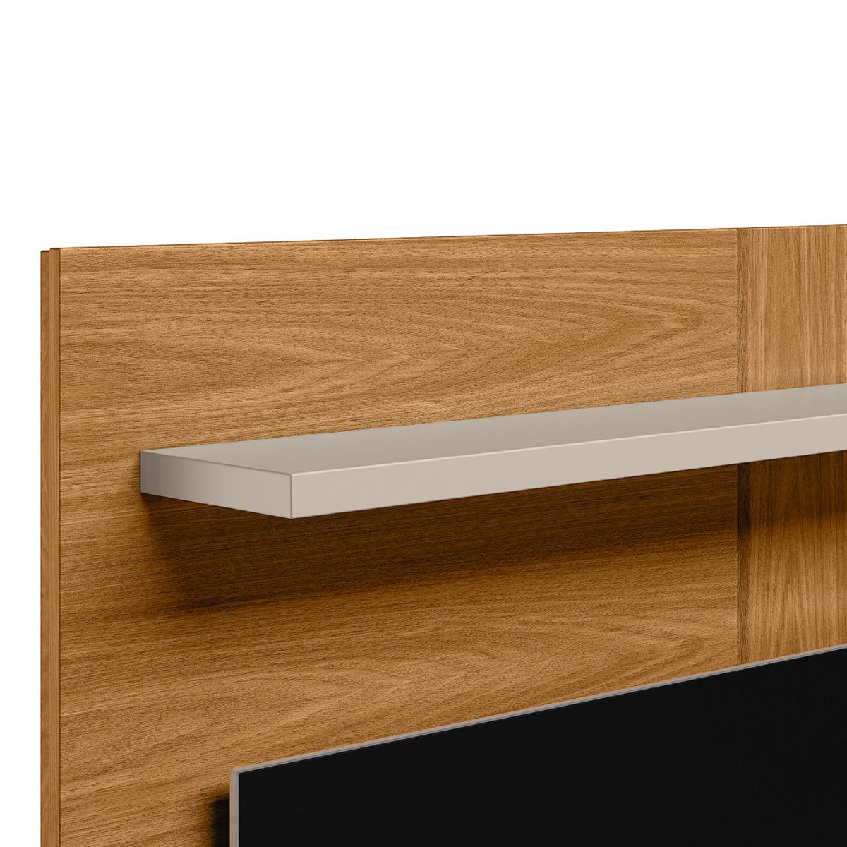 Painel para Tv até 50" Chanfrado com Nicho e Prateleira Cris Nature/Off White