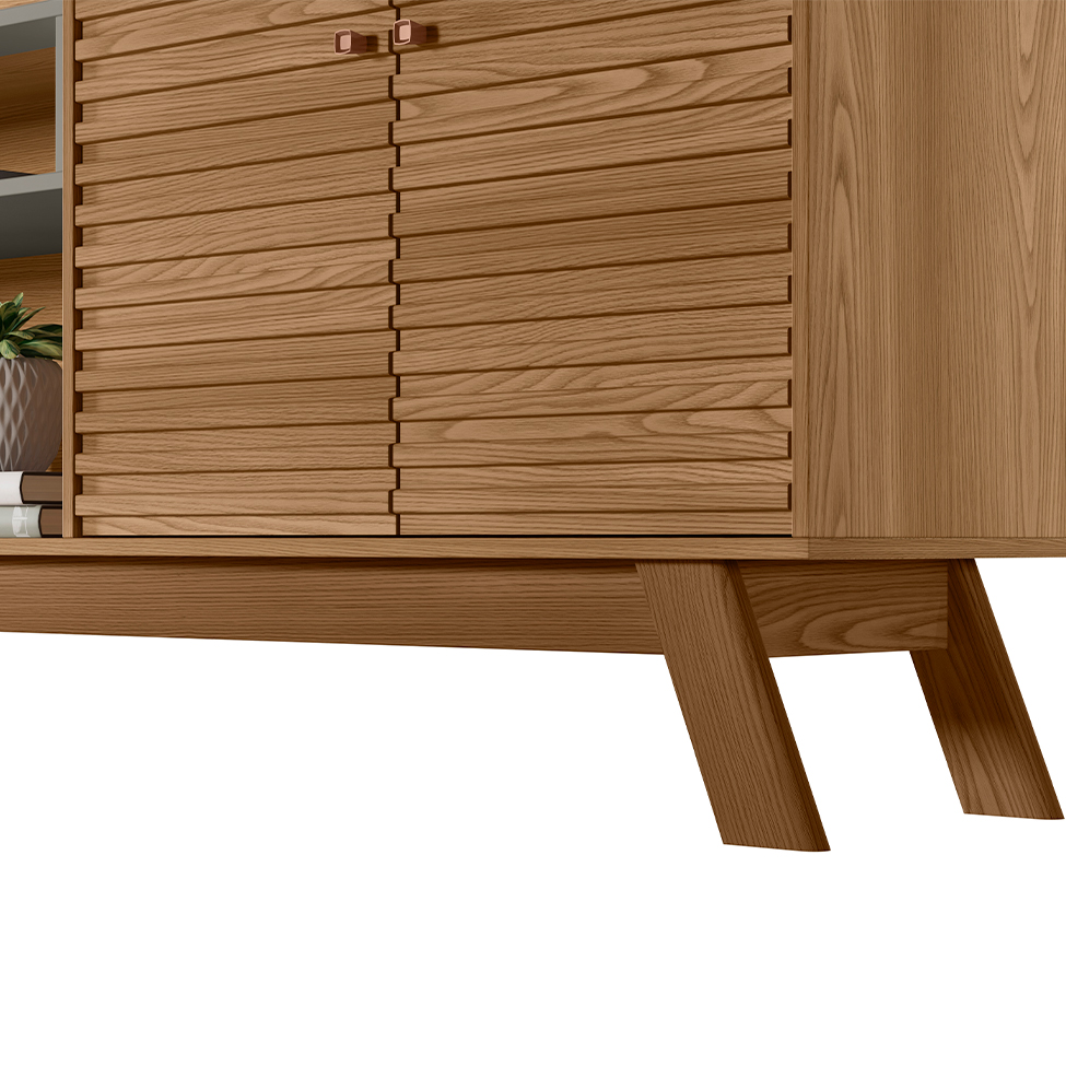 Rack Camboriú Amêndoa e Titânio 160 cm