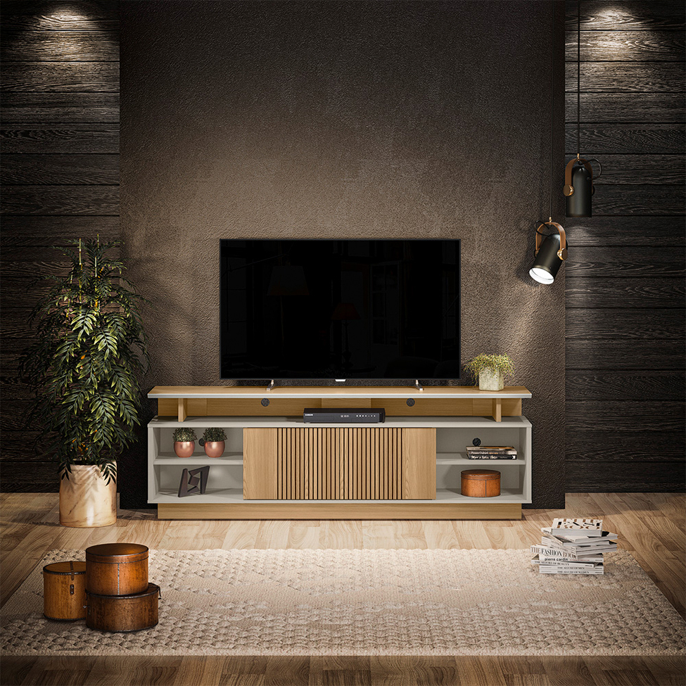 Rack Leblon Carvalho e Off White 200 cm