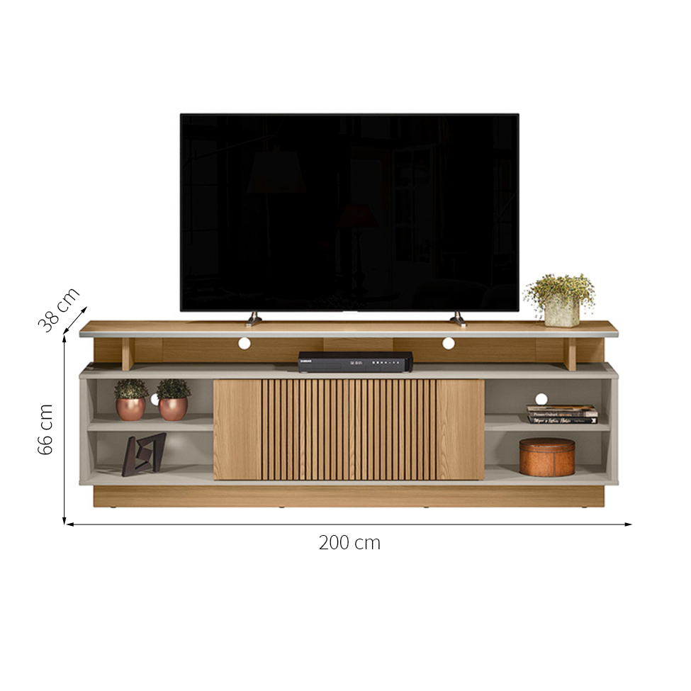Rack Leblon Carvalho e Off White 200 cm
