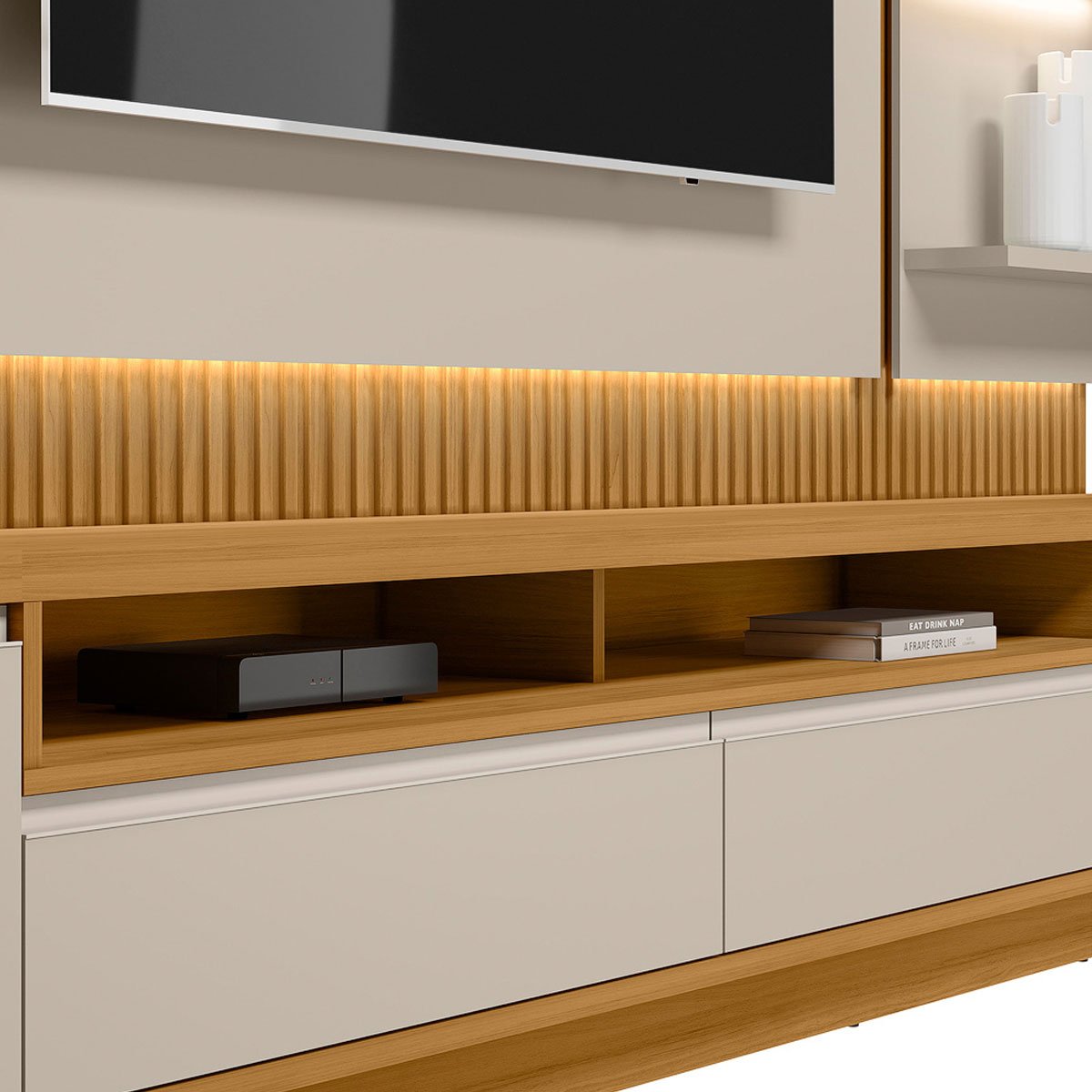 Rack Painel para Tv até 70" e 2 Módulos Laterais Paulina Tauari/Off White