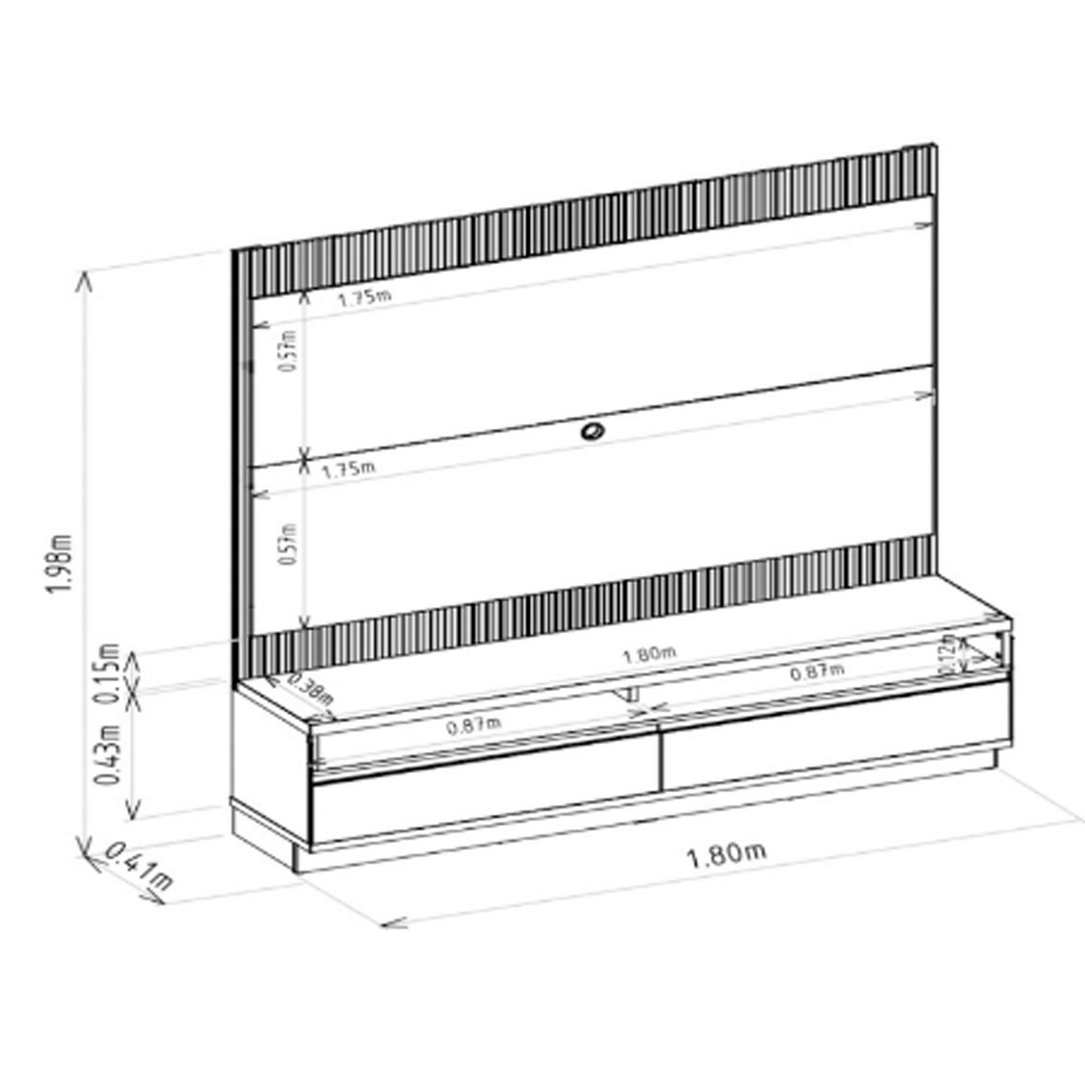 Rack com Painel Modulado para Tv até 70" Ripado Paulina  Tauari/Off White Fosco