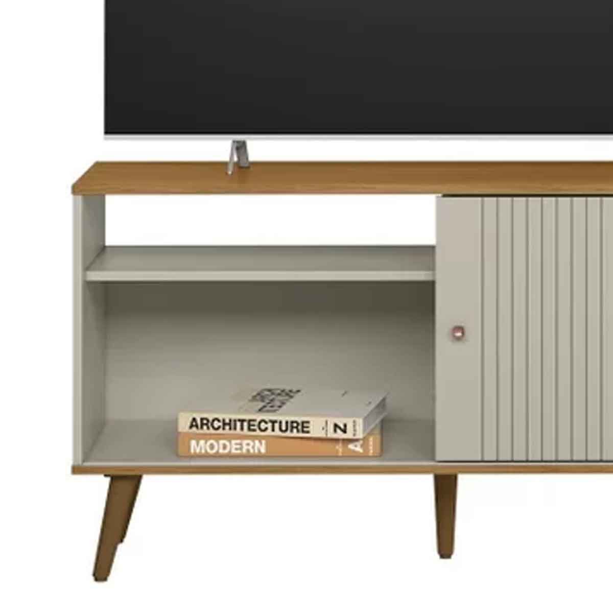 Rack para TV 50 Polegadas 1 Porta 1 Prateleira Rubro Nature/Off White