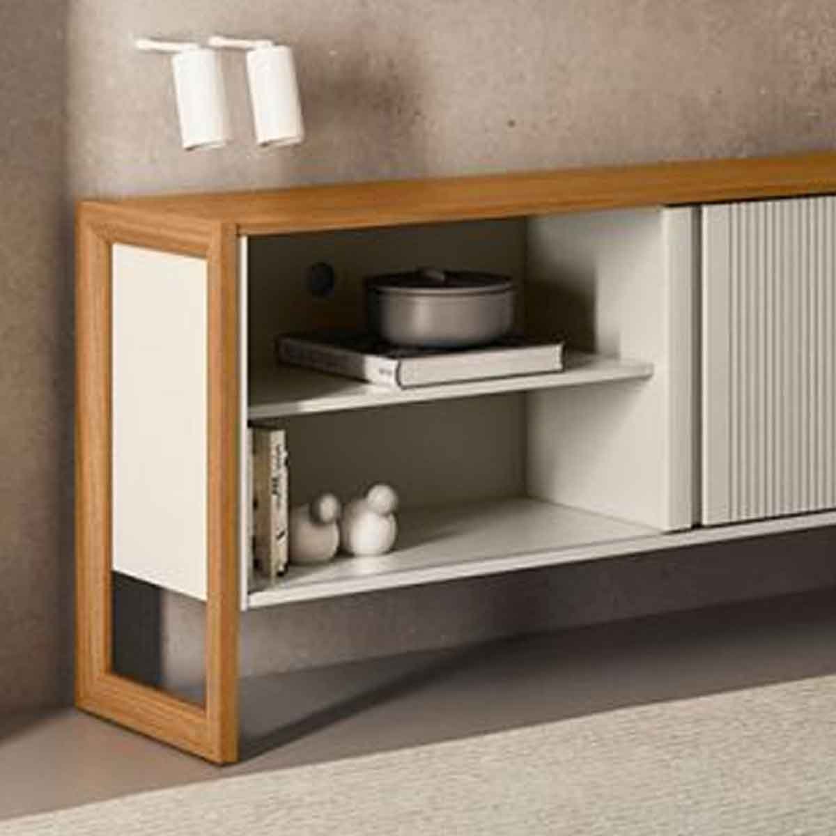 Rack para TV 55 Polegadas 1 Porta 1 Prateleira Golden  Nature/Off White