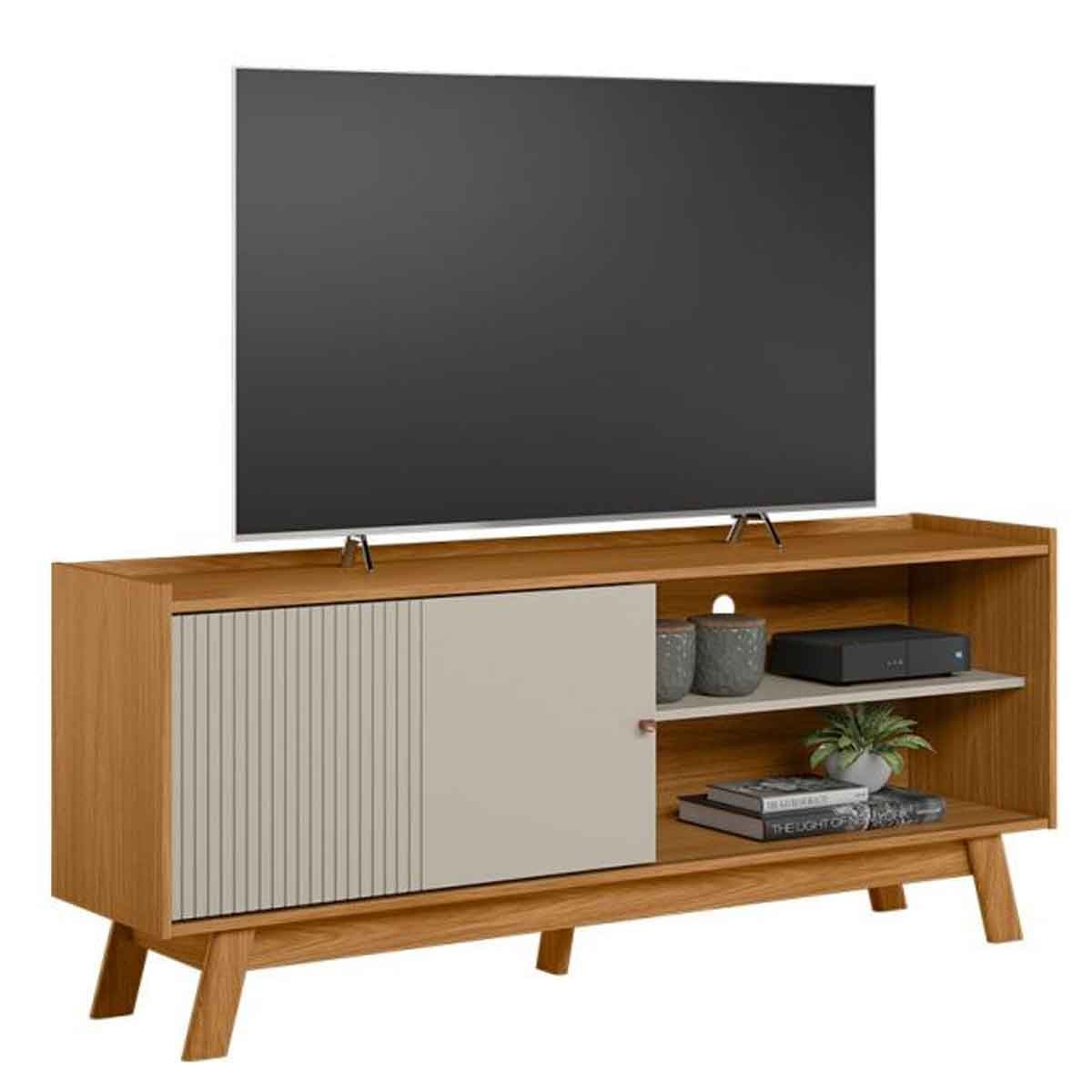 Rack para TV 65 Polegadas 1 Porta 1 Prateleira Laurum  Nature/Off White