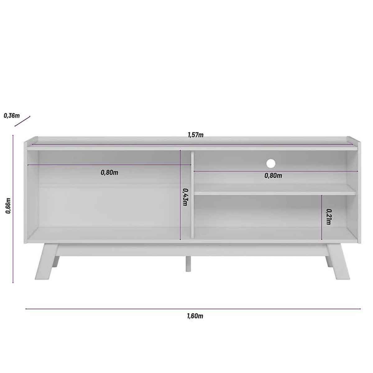 Rack para TV 65 Polegadas 1 Porta 1 Prateleira Laurum  Nature/Off White