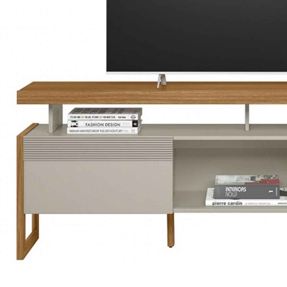 Rack para TV 70 Polegadas 2 Portas com Nicho Jade Nature/Off White