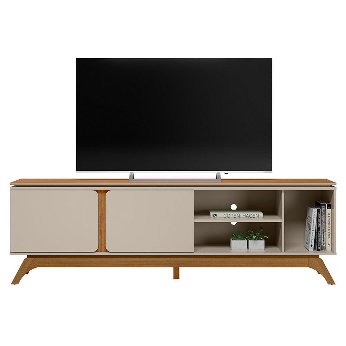 Rack para TV até 70 Polegadas 2 Portas com Nicho Lazul Nature/Off White