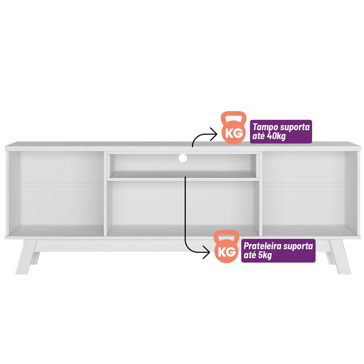 Rack para Tv 75 Polegadas 2 Portas com Nichos Colors  Nature/Off White