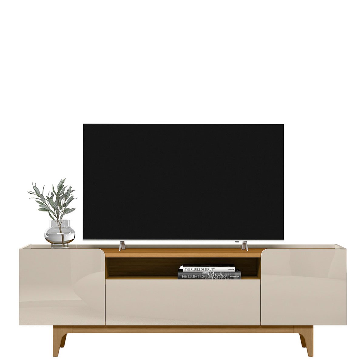 Rack para Tv até 75 Polegadas 3 Portas com Nicho Odette Tauari/Off White