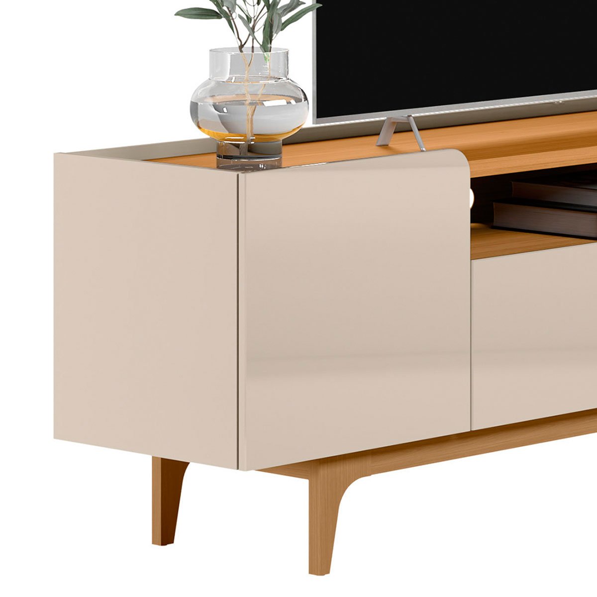 Rack para Tv até 75 Polegadas 3 Portas com Nicho Odette Tauari/Off White