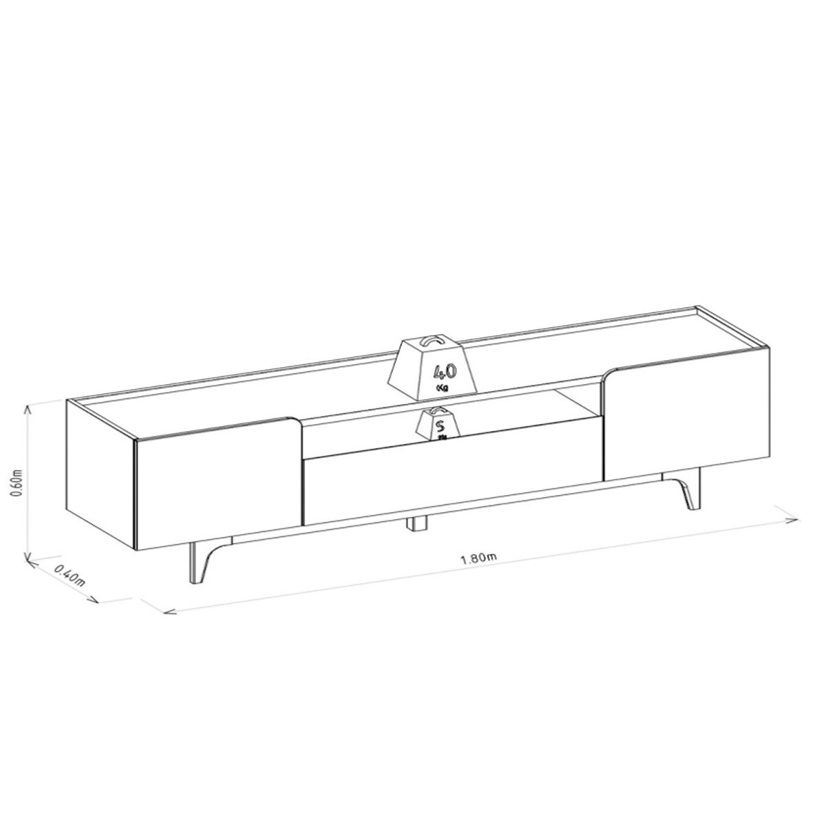 Rack para Tv até 75 Polegadas 3 Portas com Nicho Odette Tauari/Off White