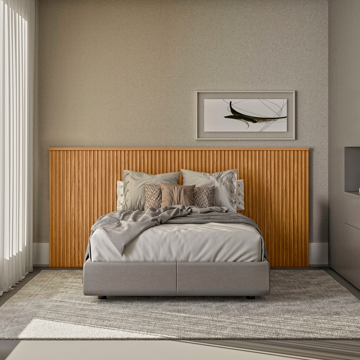 Cabeceira Ripada Cama Box Casal Queen Florence Nature