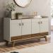 Conjunto Buffet e Cristaleira com Ripas Dock Freijo Off White