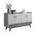 Conjunto Buffet e Cristaleira com Ripas Dock Freijo Off White