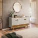 Conjunto Cristaleira e Aparador Ripado Ohio Nature Off-White
