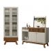 Conjunto Cristaleira e Buffet com Ripas Toch Freijo Off White