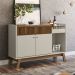 Conjunto Cristaleira e Buffet com Ripas Toch Freijo Off White