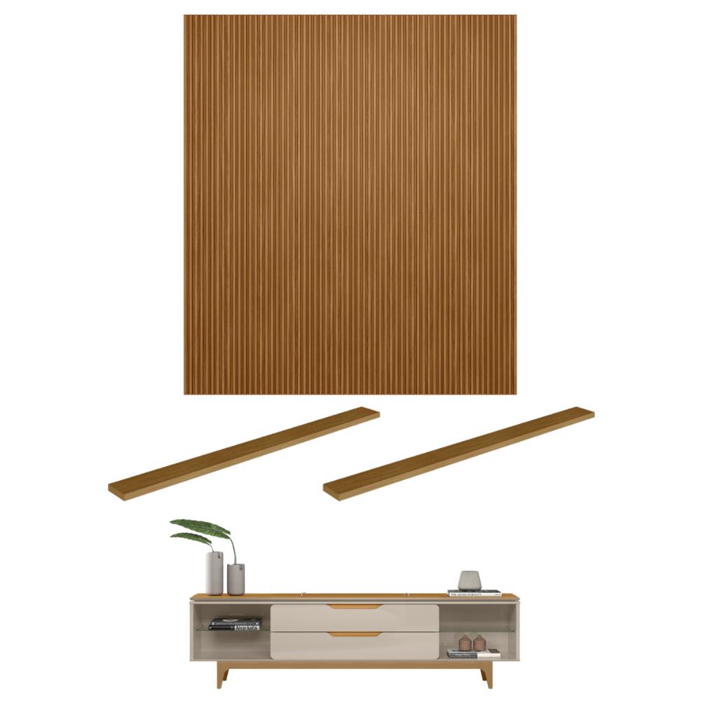 Conjunto Rack e Painel Frisado TV 75' Lance Tauri Off White