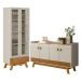 Conjunto Sala Cristaleira e Aparador Akron Nature Off-White