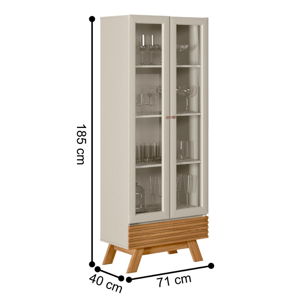 Conjunto Sala Cristaleira e Aparador Akron Nature Off-White