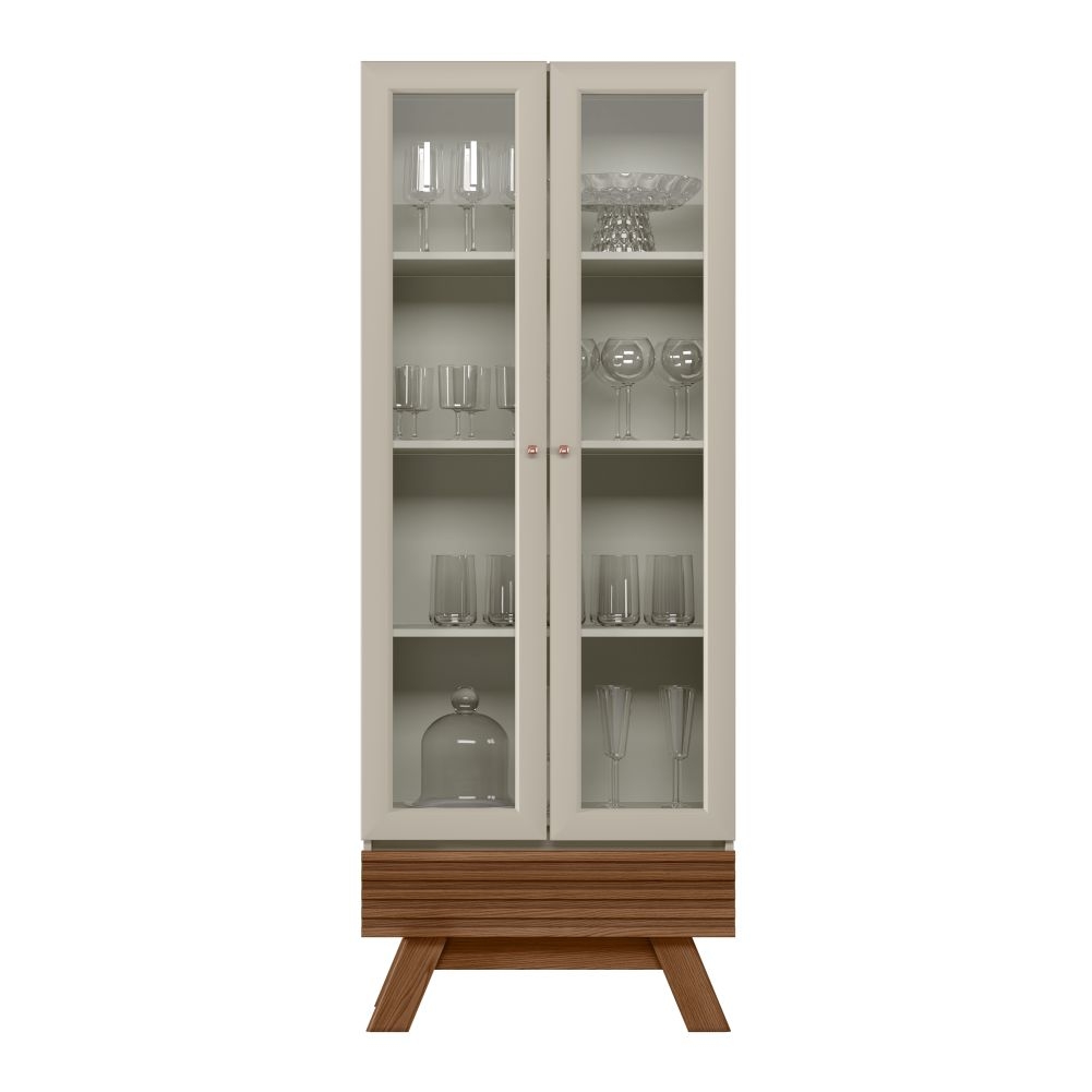 Cristaleira com Portas de Vidro Bétis Freijo Off White