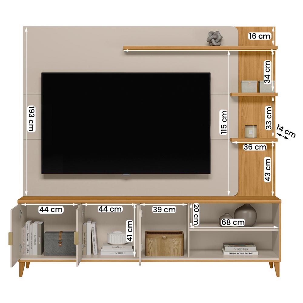 Home Estante Rack Napoli Para TV até 70 Polegadas Tauari/Off White Fosco