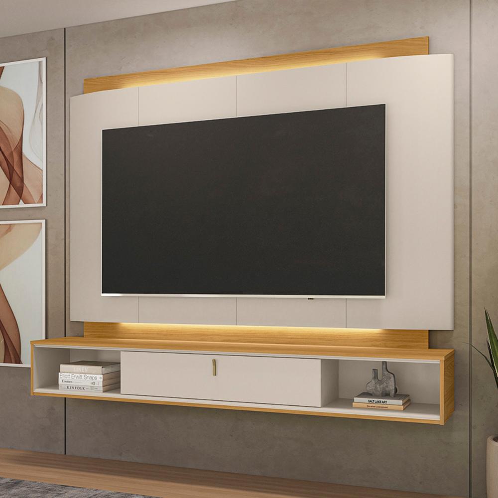 Home Painel Havana Para TV até 75" Polegadas com Led Tauari/Off White Fosco