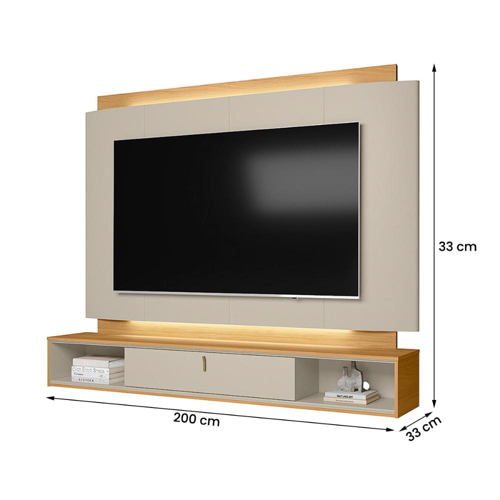 Home Painel Havana Para TV até 75" Polegadas com Led Tauari/Off White Fosco