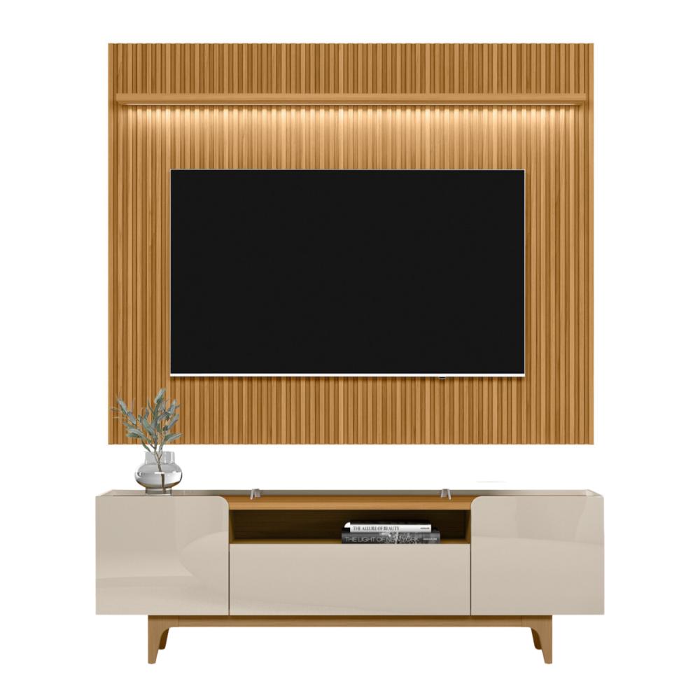 Home Ripado para TV até 75' com Led NewberryTauari Off-White