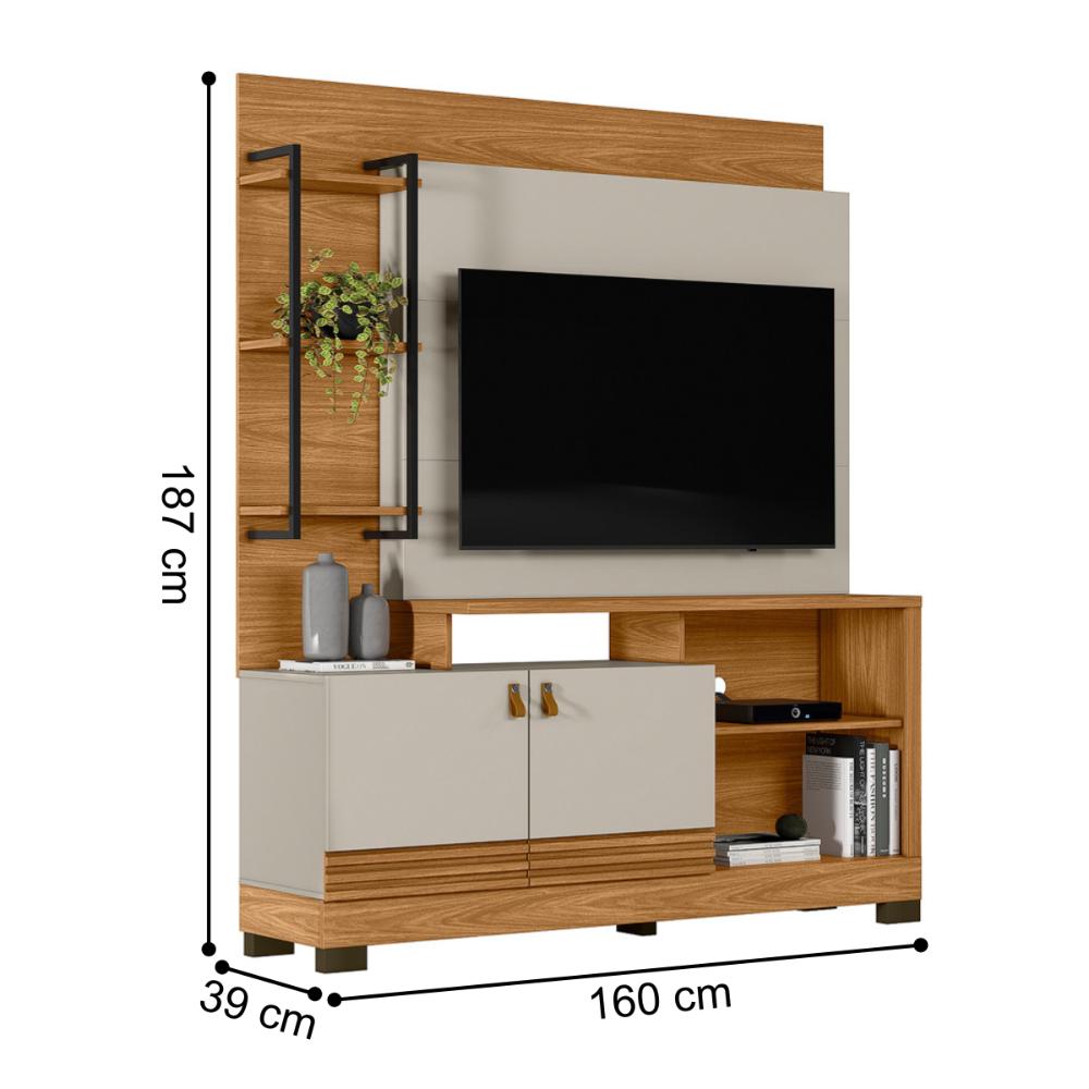 Home TV 50' com Prateleira Monterrey Nature Off-White