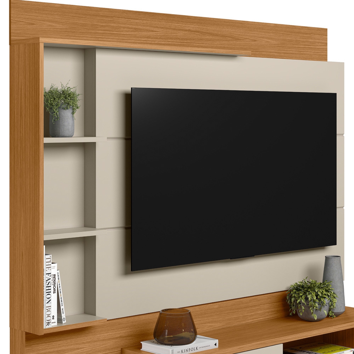 Home com Led para TV de 70 Polegadas Lyon Nature Off-White