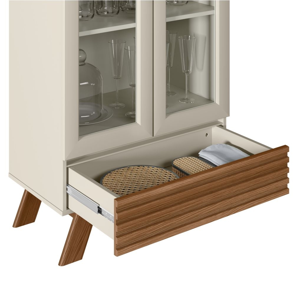 Jogo de Cristaleira e Buffet Ripados Dout Freijo Off White