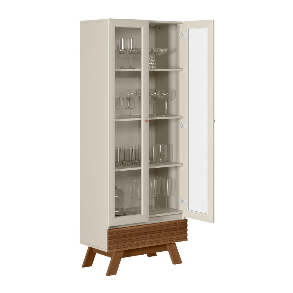 Jogo de Cristaleira e Buffet Ripados Dout Freijo Off White