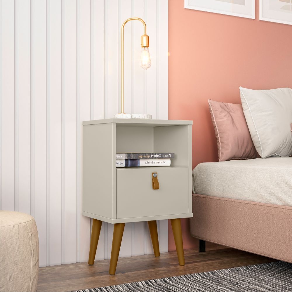Mesa de Cabeceira Manchester com Gaveta Off White