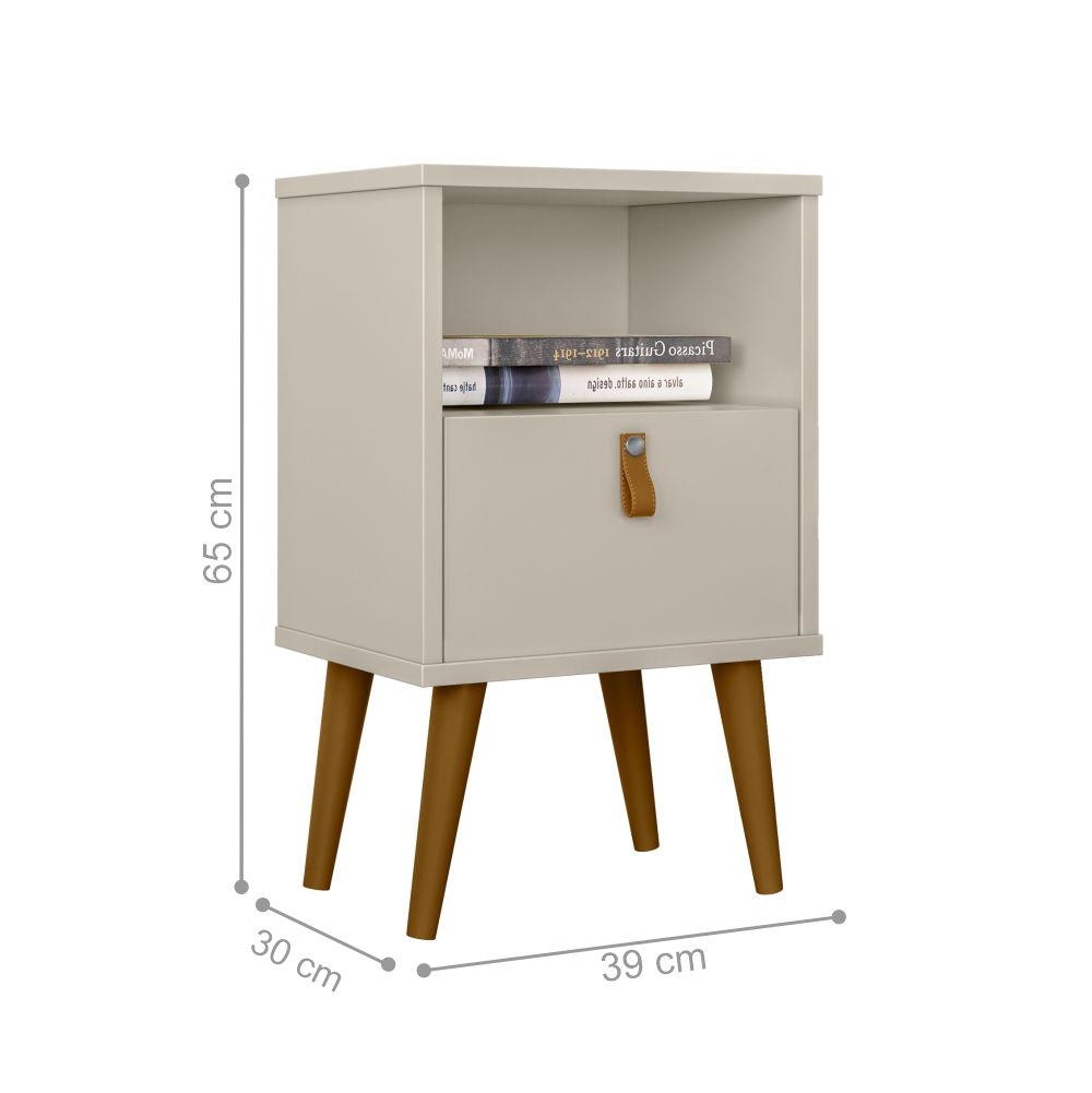 Mesa de Cabeceira Manchester com Gaveta Off White