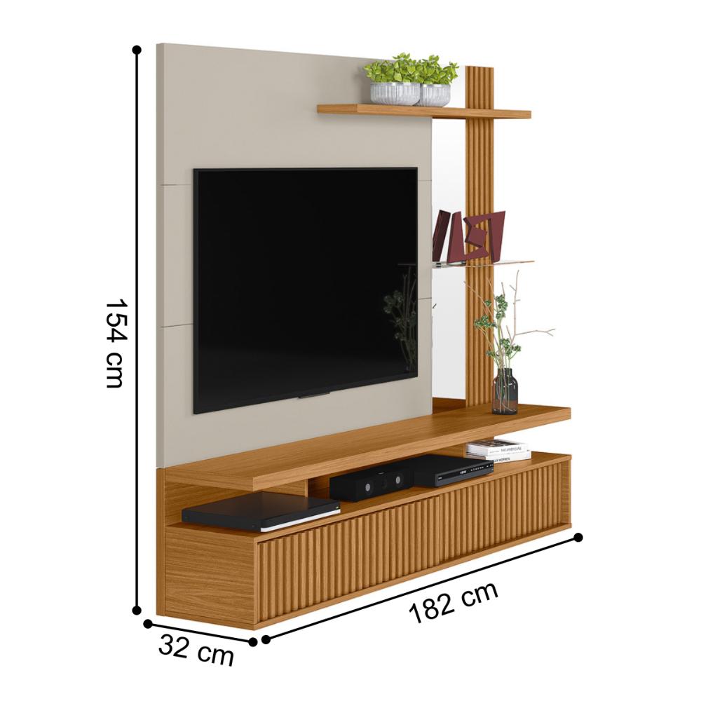 Painel para TV 60 Polegadas Ripado Mérida Nature Off-White