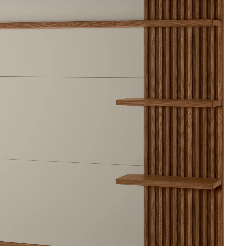 Painel para TV Bárbara com Ripas Freijó Off White