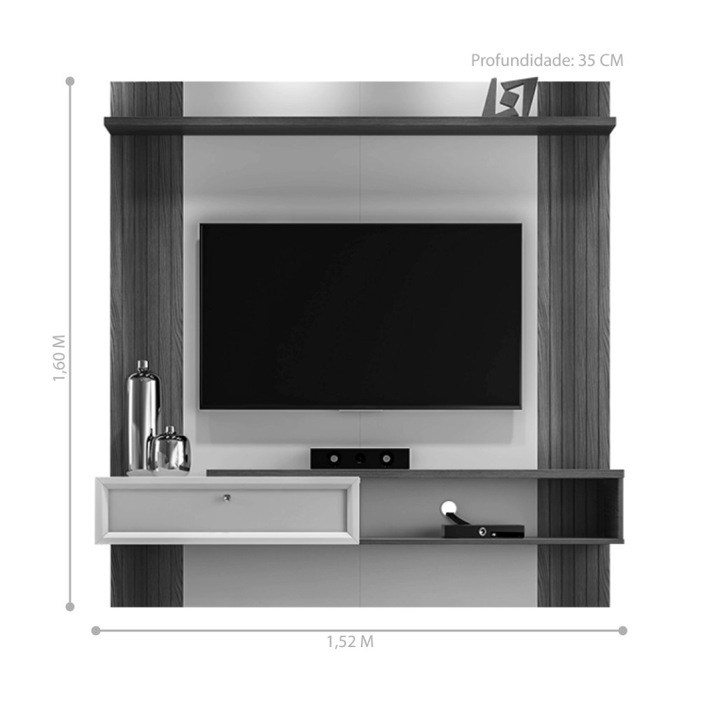 Painel para TV com Porta Kiara Amêndoa Titânio