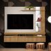 Painel para TV com Prateleiras e Ripas Jay Carvalho Off White
