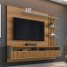 Painel para TV com Ripas Cerci Amêndoa Titânio