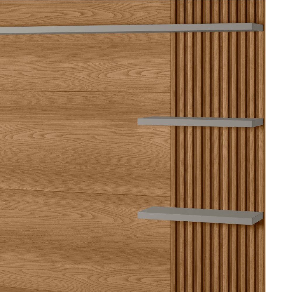 Painel para TV com Ripas Cerci Amêndoa Titânio