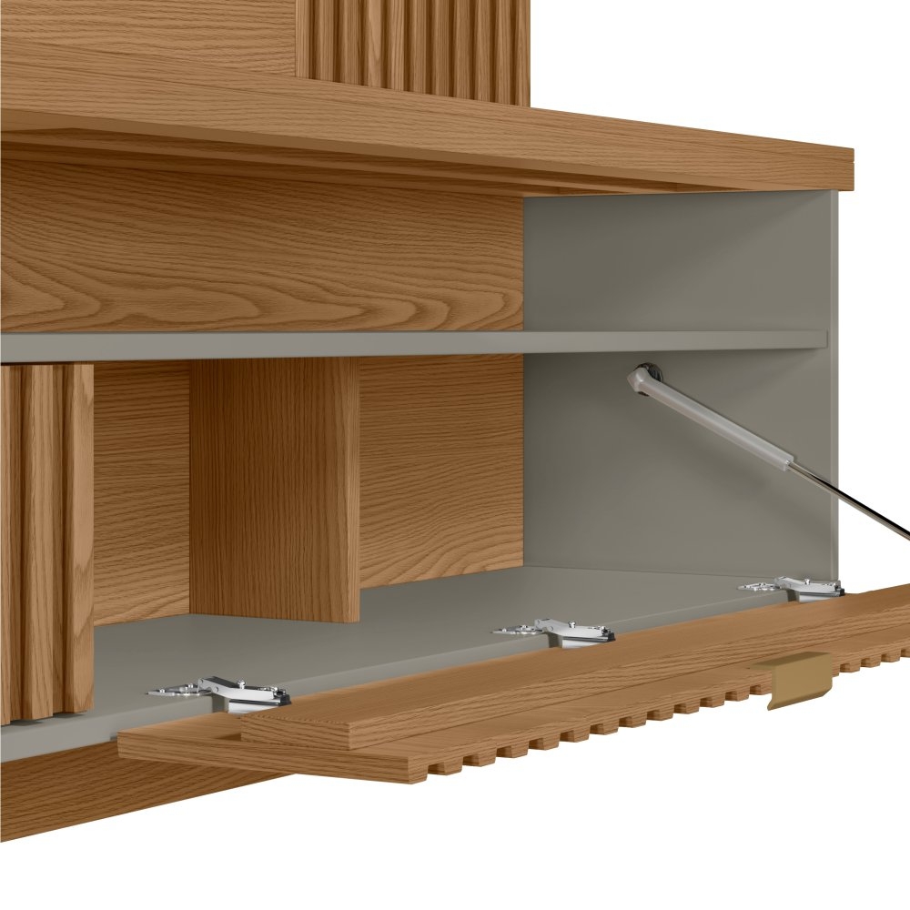 Painel para TV com Ripas Cerci Amêndoa Titânio